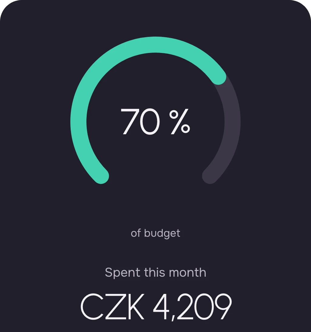 Spend in Agenteeq: 70 % of the monthly budget, 4,209 CZK spent.